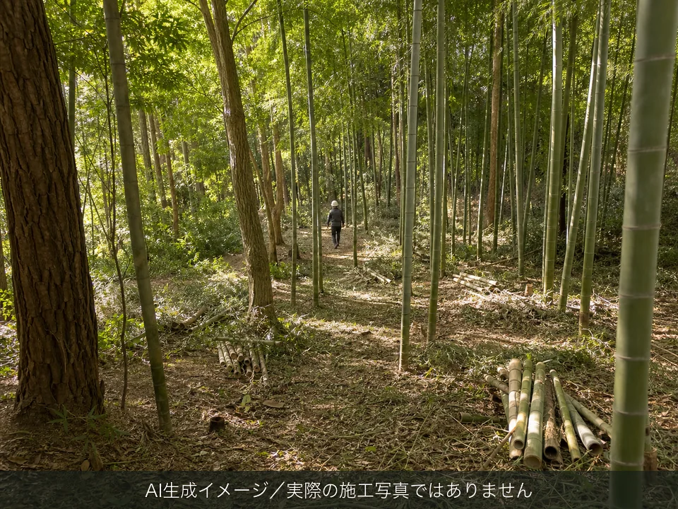山林整備・竹林管理のAI生成イメージ（実際の施工写真ではありません）