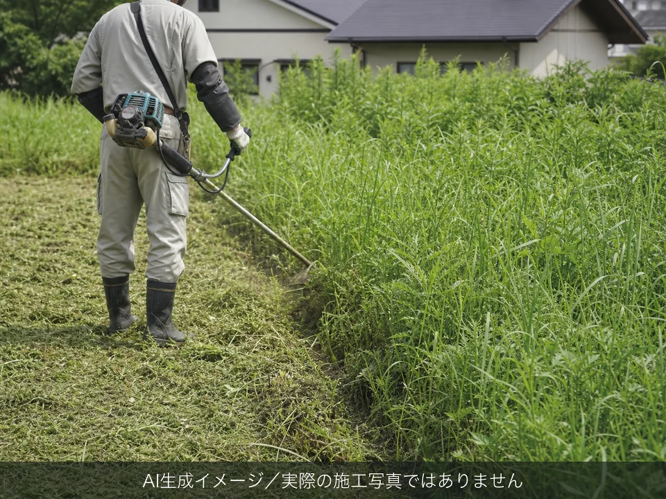 草刈り・草むしりのAI生成イメージ（実際の施工写真ではありません）